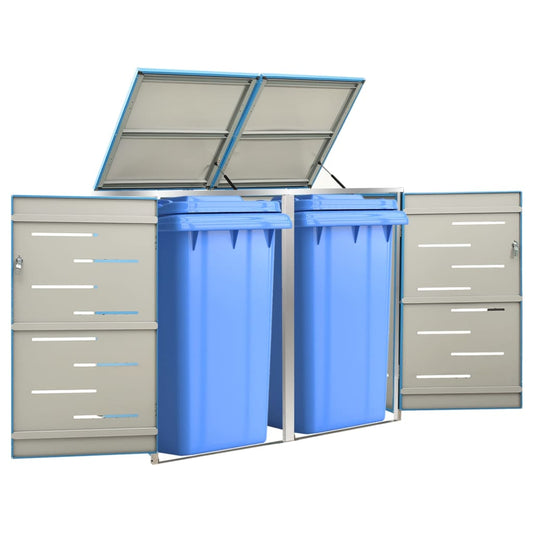 Copri Bidoni Pattumiera Doppia 138x77,5x112,5 cm Acciaio Inox - homemem39