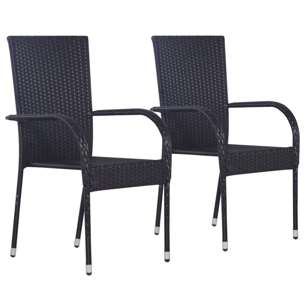 Set Mobili da Pranzo per Giardino 3 pz Nero | homemem39