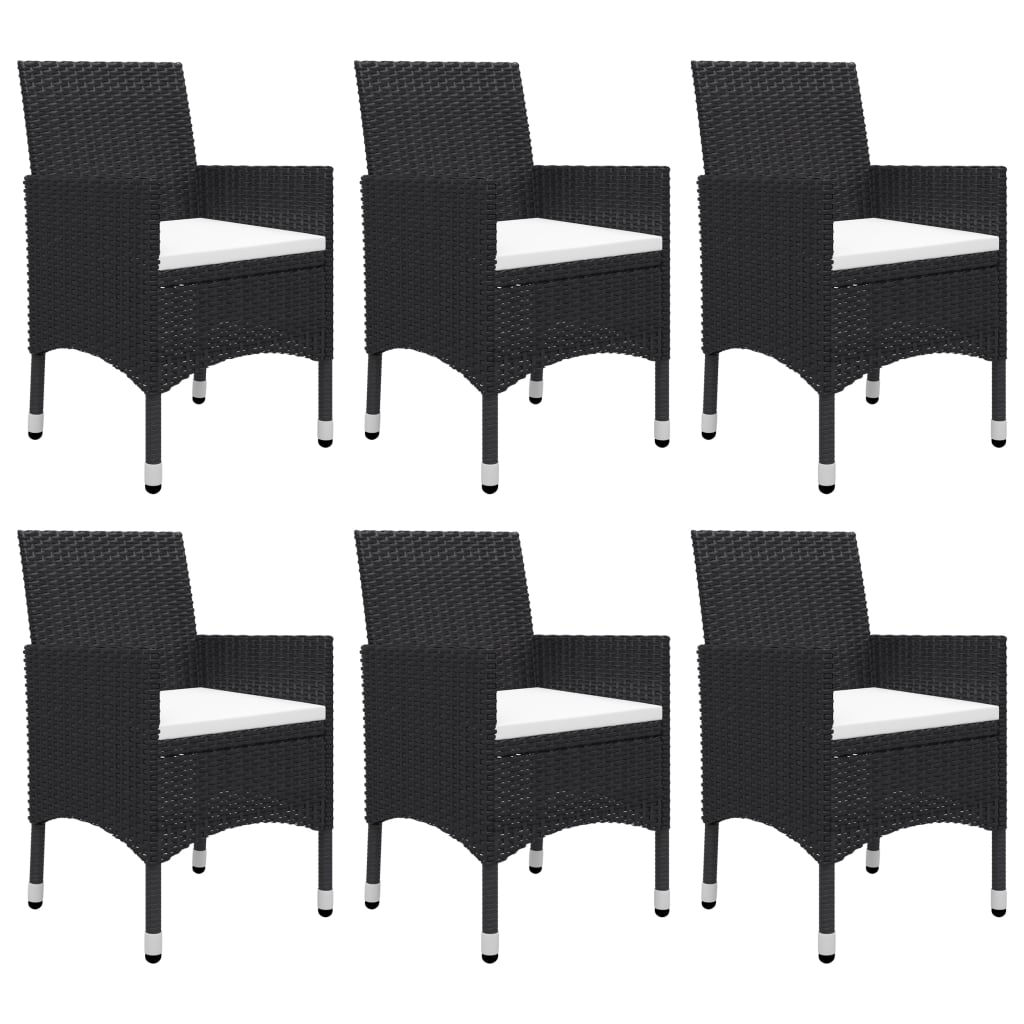 Set Mobili da Pranzo per Giardino 7 pz Nero | homemem39