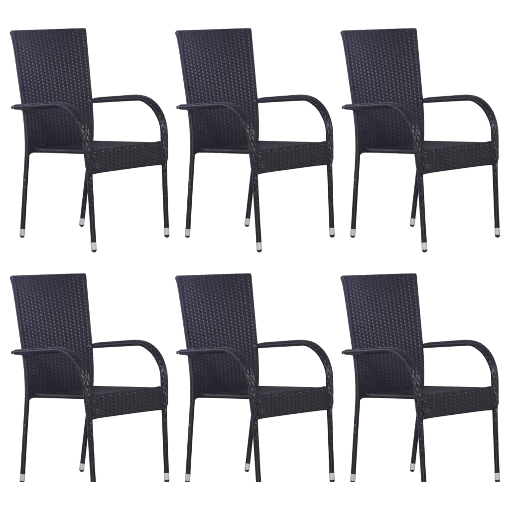 Set Mobili da Pranzo per Giardino 7 pz Nero | homemem39