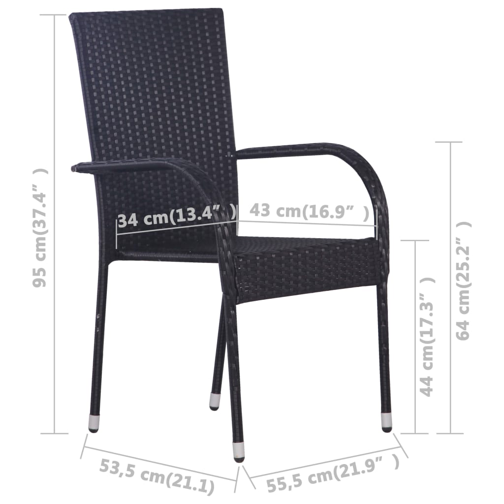 Set Mobili da Pranzo per Giardino 7 pz Nero | homemem39
