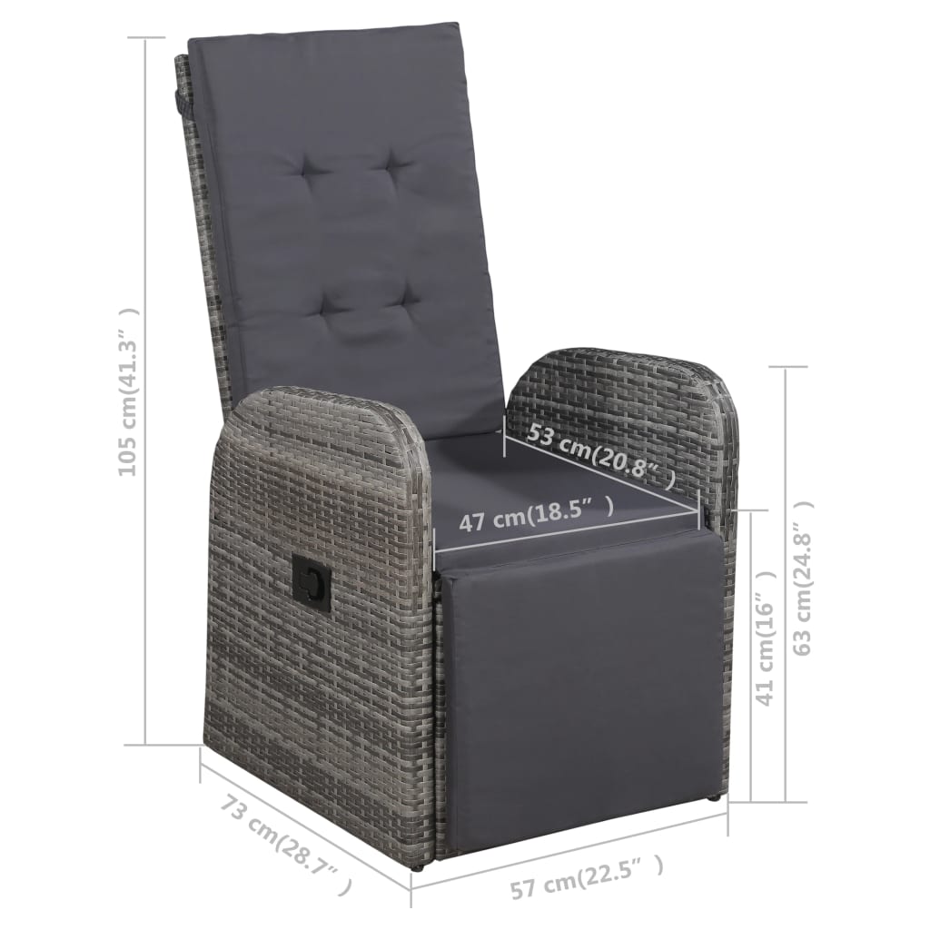 Set da Pranzo da Giardino 7 pz Grigio - homemem39