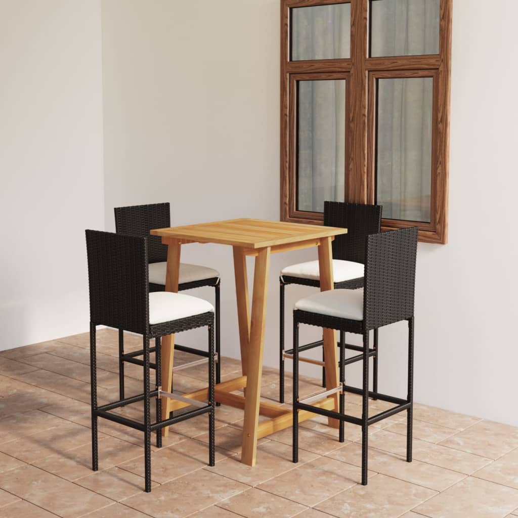 Set da Bar da Giardino 5 pz con Cuscini Nero | homemem39