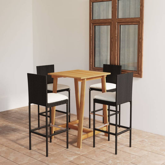Set da Bar da Giardino 5 pz con Cuscini Nero | homemem39