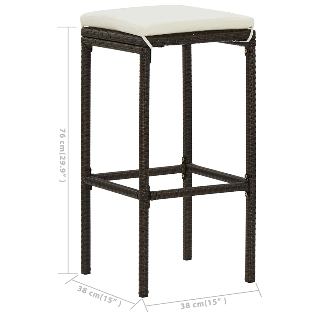 Set Bar da Giardino 3 pz con Cuscini Marrone | homemem39
