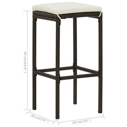 Set Bar da Giardino 3 pz con Cuscini Marrone | homemem39