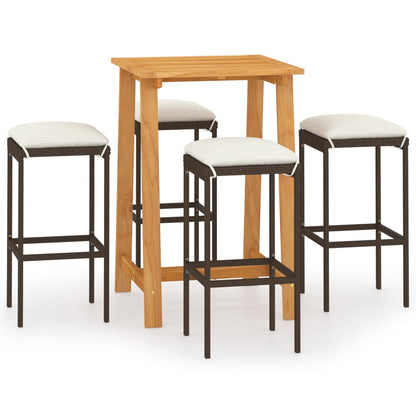 Set Bar da Giardino 5 pz con Cuscini Marrone | homemem39