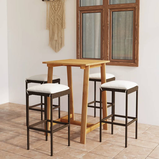 Set Bar da Giardino 5 pz con Cuscini Marrone | homemem39