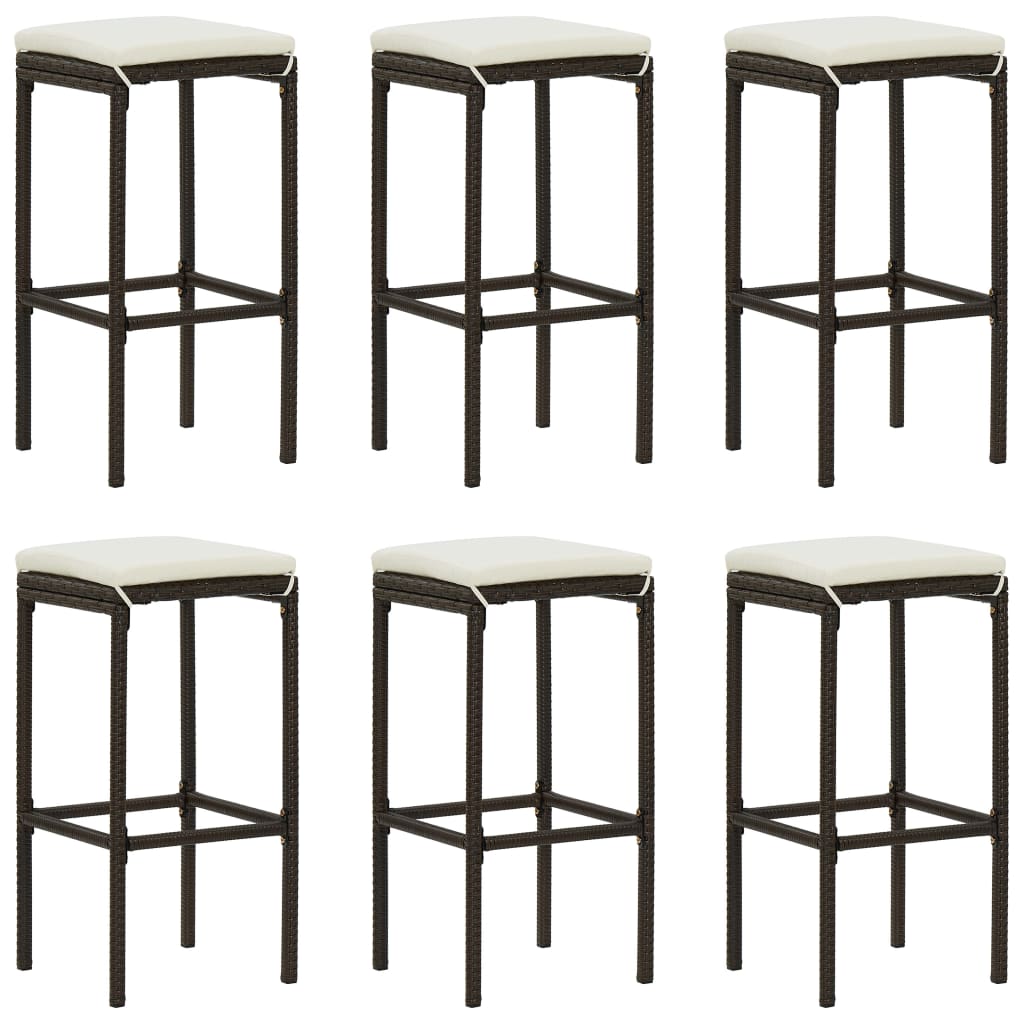 Set Bar da Giardino 7 pz con Cuscini Marrone | homemem39