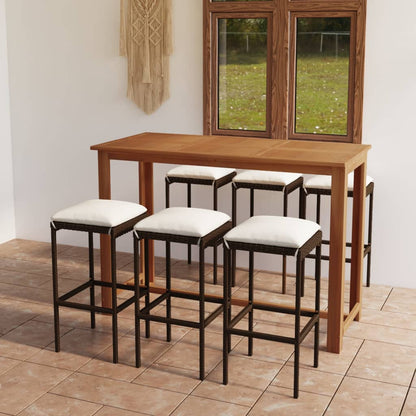 Set Bar da Giardino 7 pz con Cuscini Marrone | homemem39