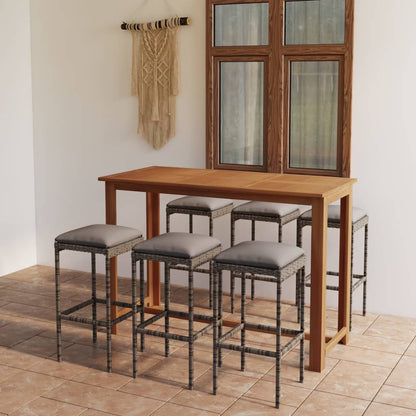Set da Bar da Giardino 7 pz con Cuscini Grigio | homemem39