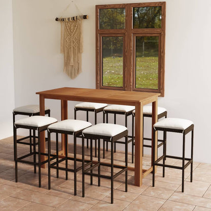 Set da Bar da Giardino 9 pz con Cuscini Marrone | homemem39