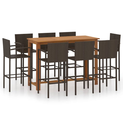 Set Bar da Giardino 9 pz Marrone | homemem39