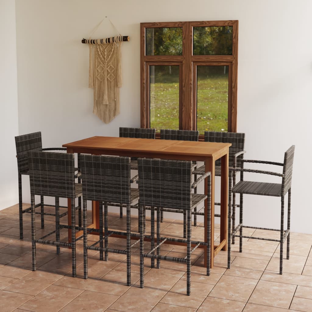 Set Bar da Giardino 9 pz Grigio | homemem39