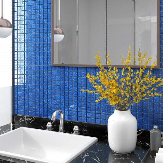Piastrelle Mosaico 11 pz Blu 30x30 cm in Vetro - homemem39
