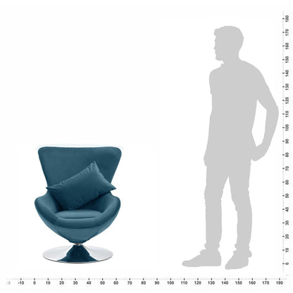 Poltrona a Uovo Girevole con Cuscino Blu in Velluto