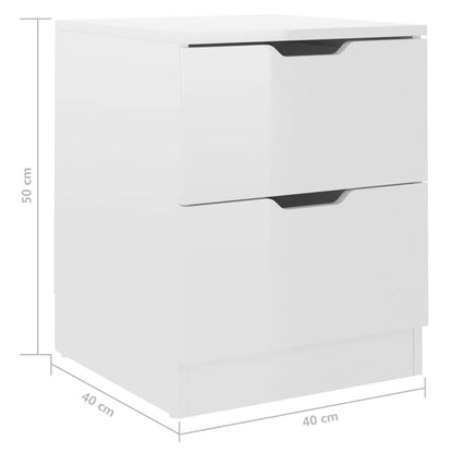 Comodini 2 pz Bianco Lucido 40x40x50 cm in Legno Multistrato - homemem39