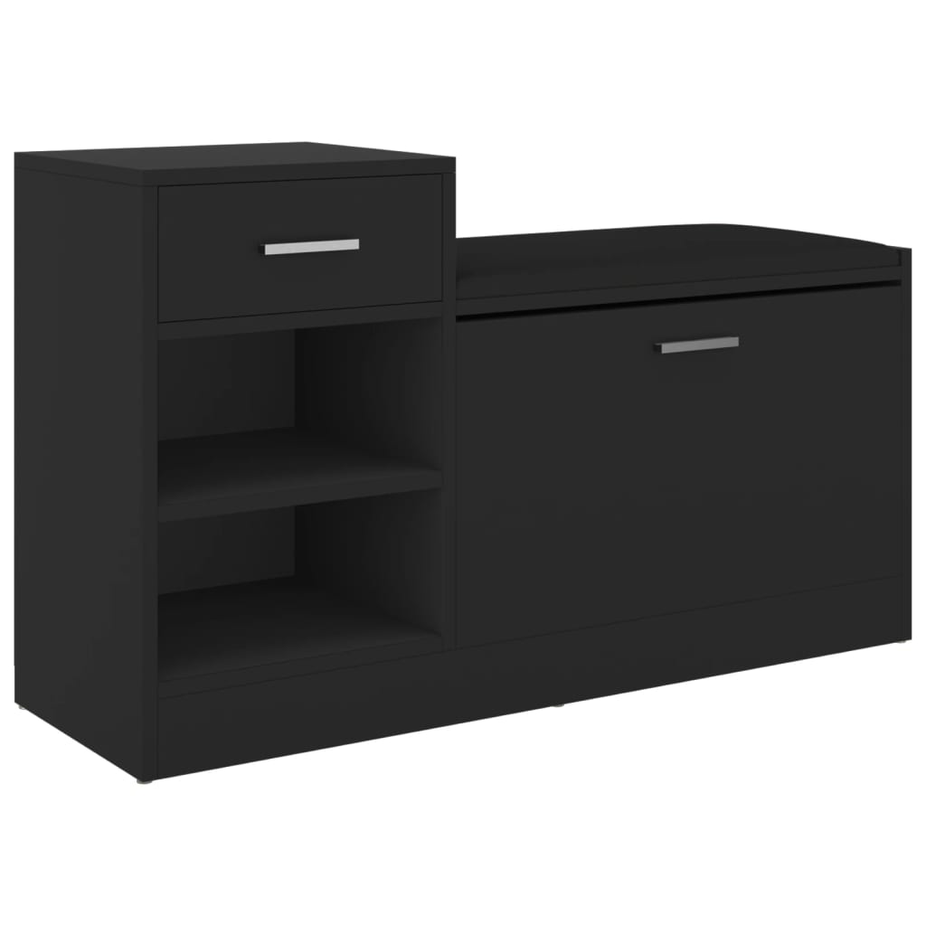 Panca Porta Scarpe Nera 94,5x31x57 cm in Legno Multistrato - homemem39