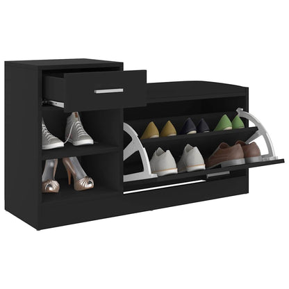 Panca Porta Scarpe Nera 94,5x31x57 cm in Legno Multistrato | homemem39