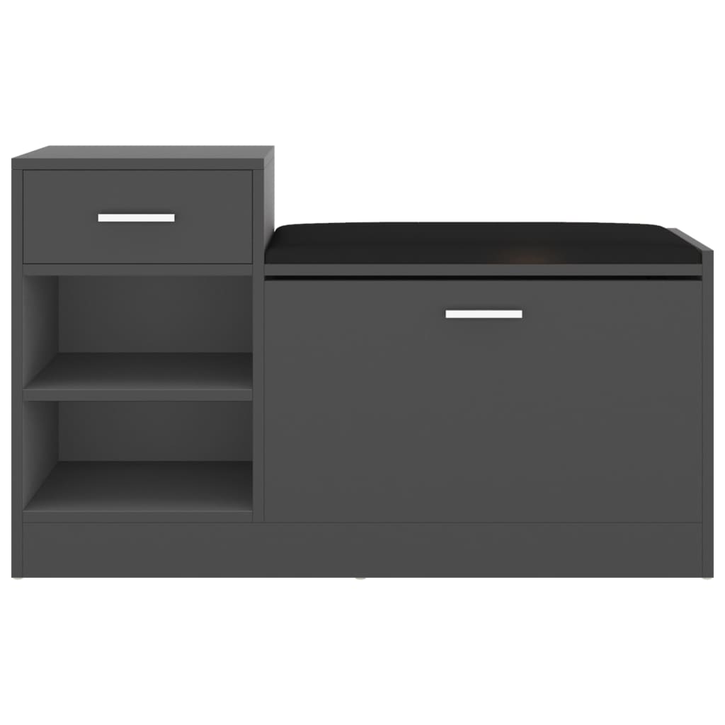 Panca Porta Scarpe Grigia 94,5x31x57 cm in Legno Multistrato - homemem39