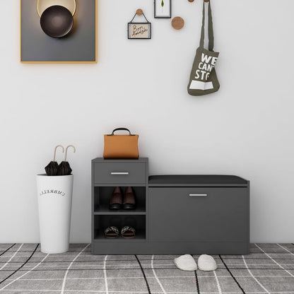 Panca Porta Scarpe Grigia 94,5x31x57 cm in Legno Multistrato - homemem39