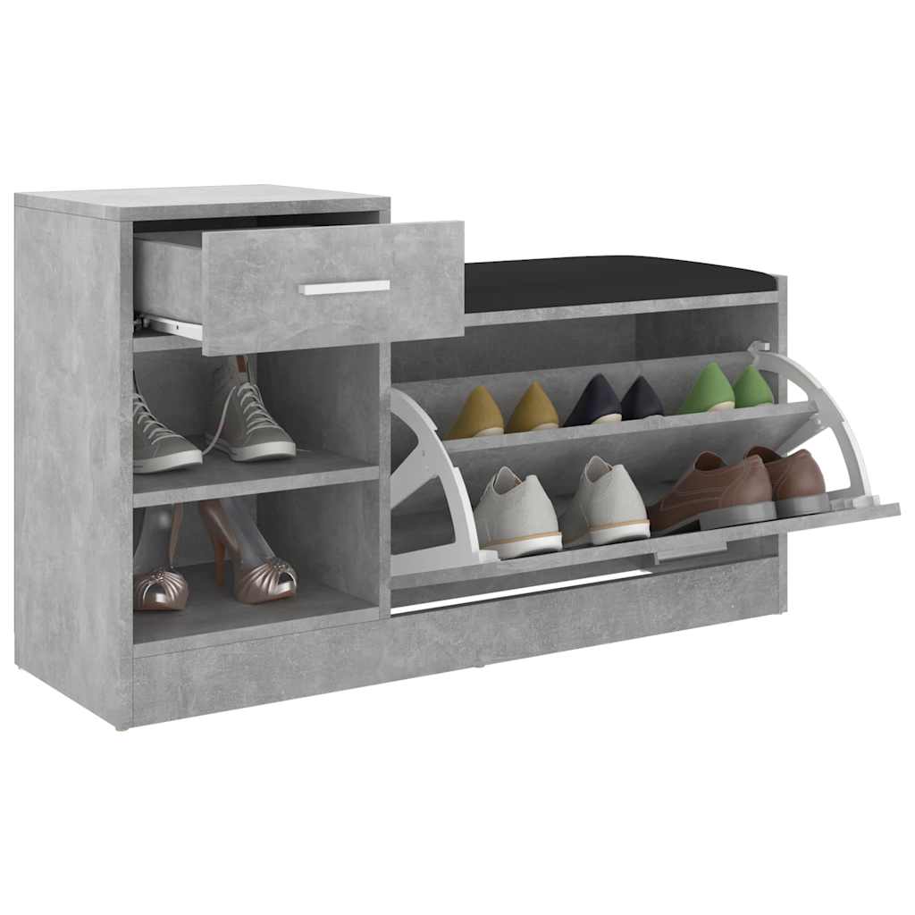 Panca Porta Scarpe Grigio Cemento 94,5x31x57 cm Multistrato | homemem39