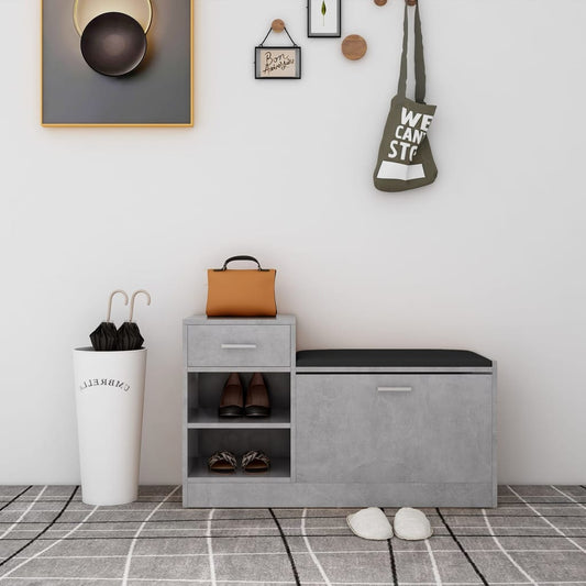 Panca Porta Scarpe Grigio Cemento 94,5x31x57 cm Multistrato - homemem39