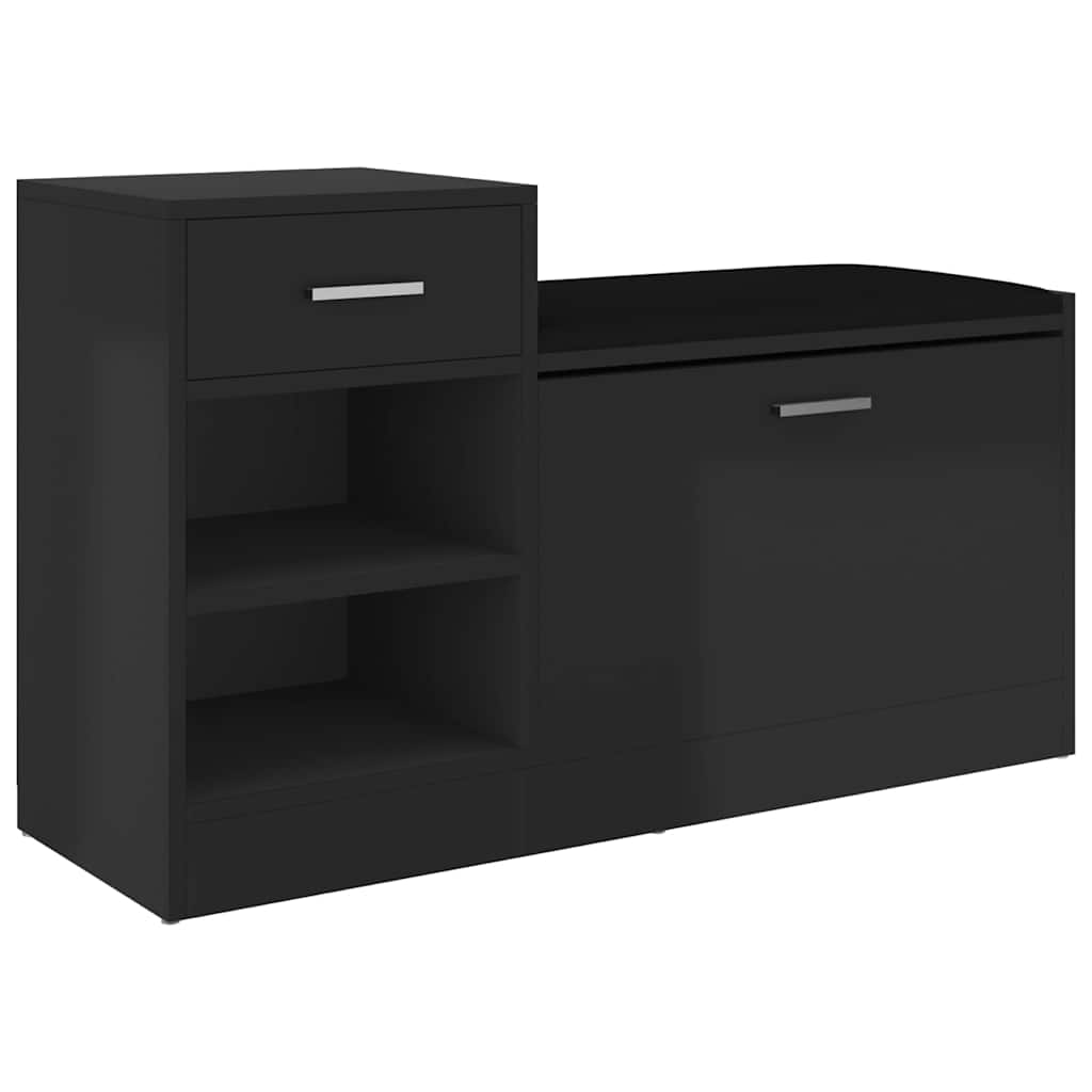 Panca Porta Scarpe Nero Lucido 94,5x31x57cm Legno Multistrato | homemem39