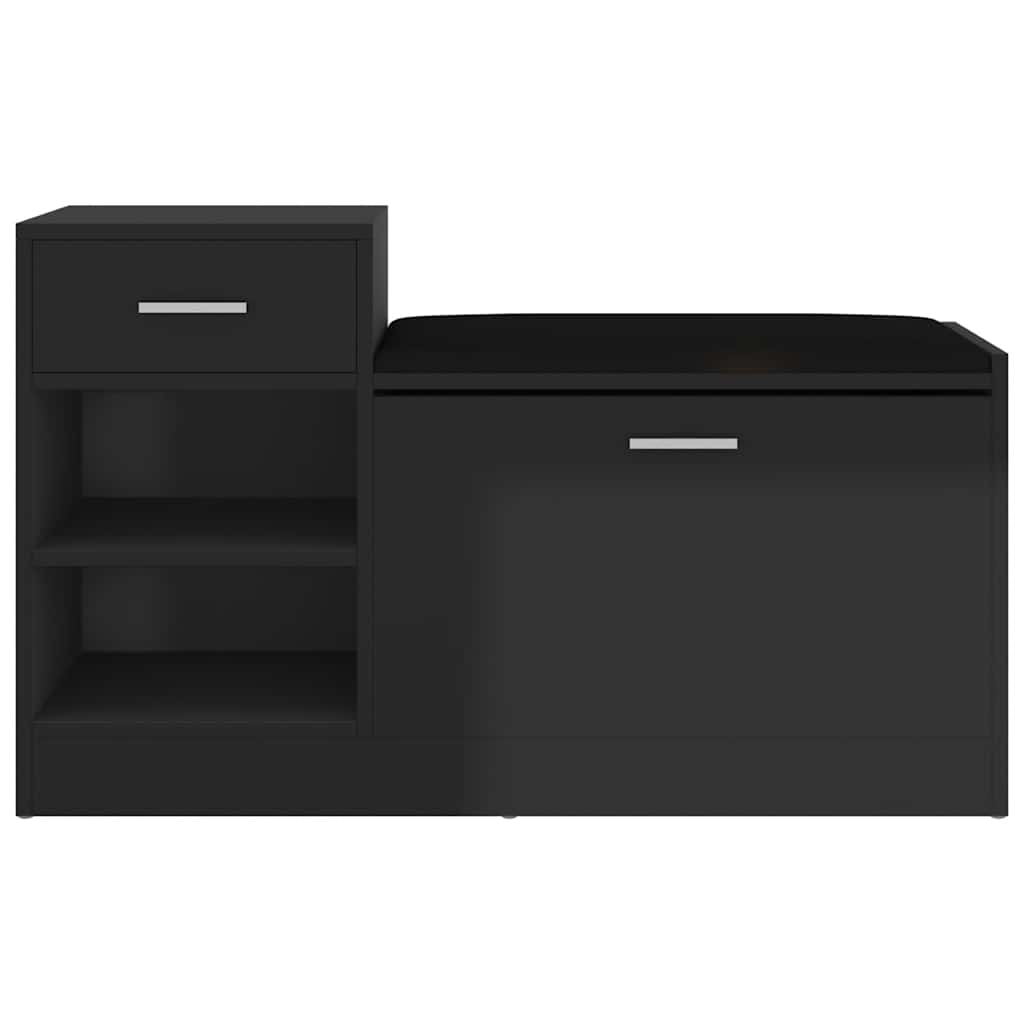 Panca Porta Scarpe Nero Lucido 94,5x31x57cm Legno Multistrato | homemem39