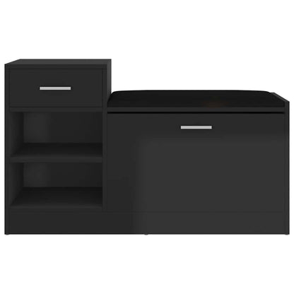 Panca Porta Scarpe Nero Lucido 94,5x31x57cm Legno Multistrato | homemem39