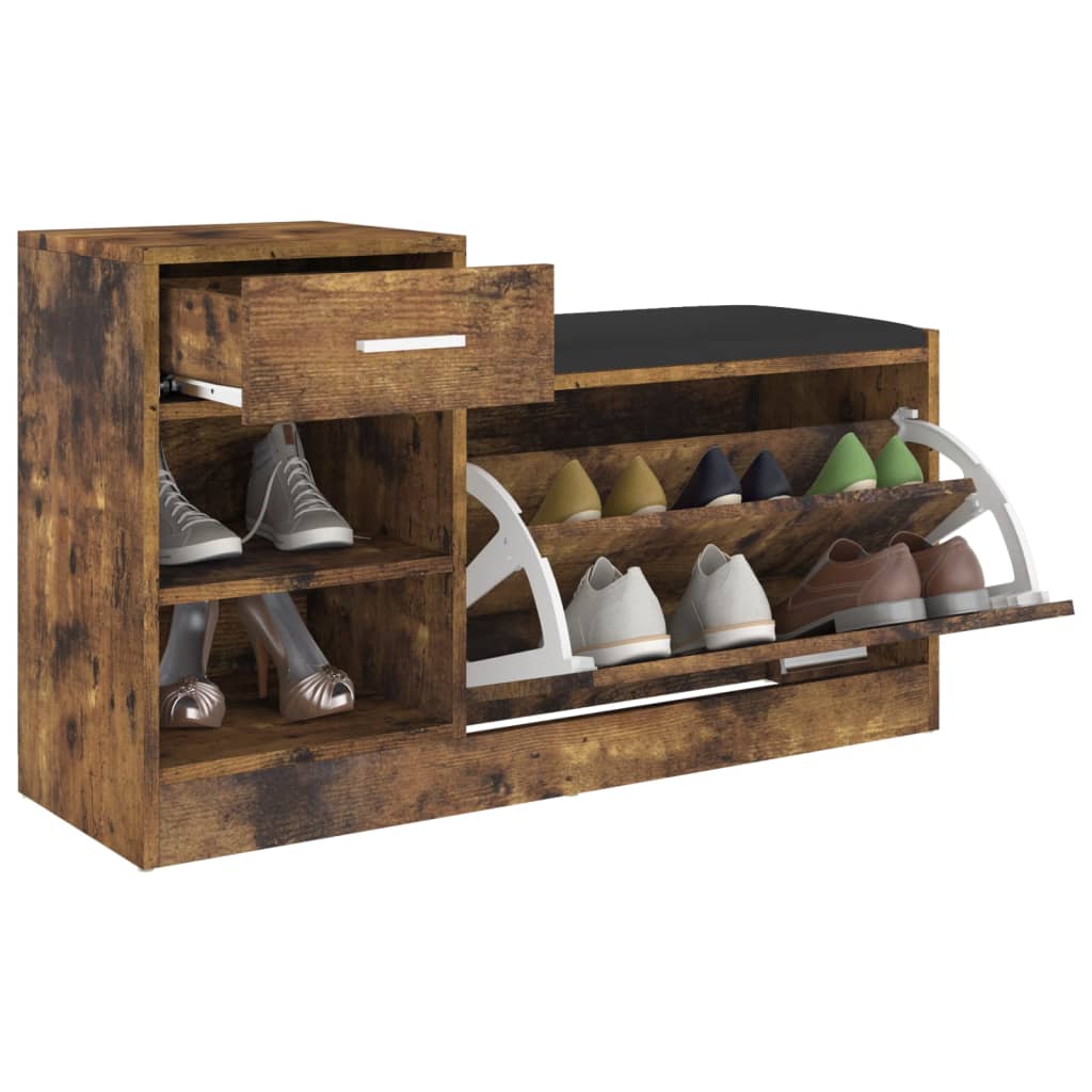Panca Porta Scarpe Rovere Fumo 94,5x31x57cm Legno Multistrato - homemem39