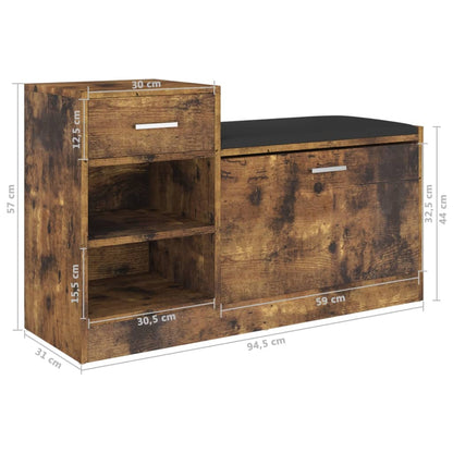 Panca Porta Scarpe Rovere Fumo 94,5x31x57cm Legno Multistrato - homemem39