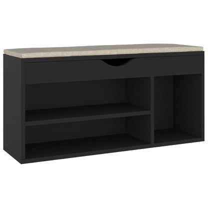 Panca Porta Scarpe con Cuscino Nera 104x30x49cm Multistrato - homemem39