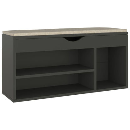 Shoe Bench with Cushion Gray 104x30x49cm Multilayer