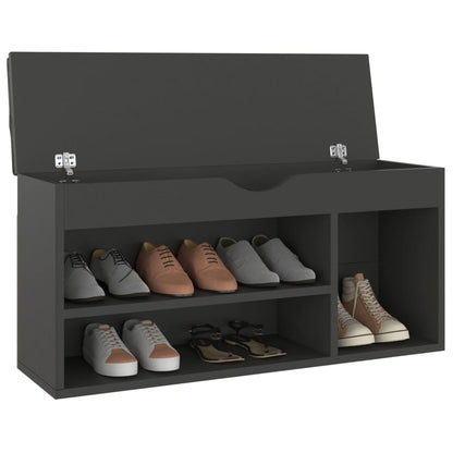 Shoe Bench with Cushion Gray 104x30x49cm Multilayer