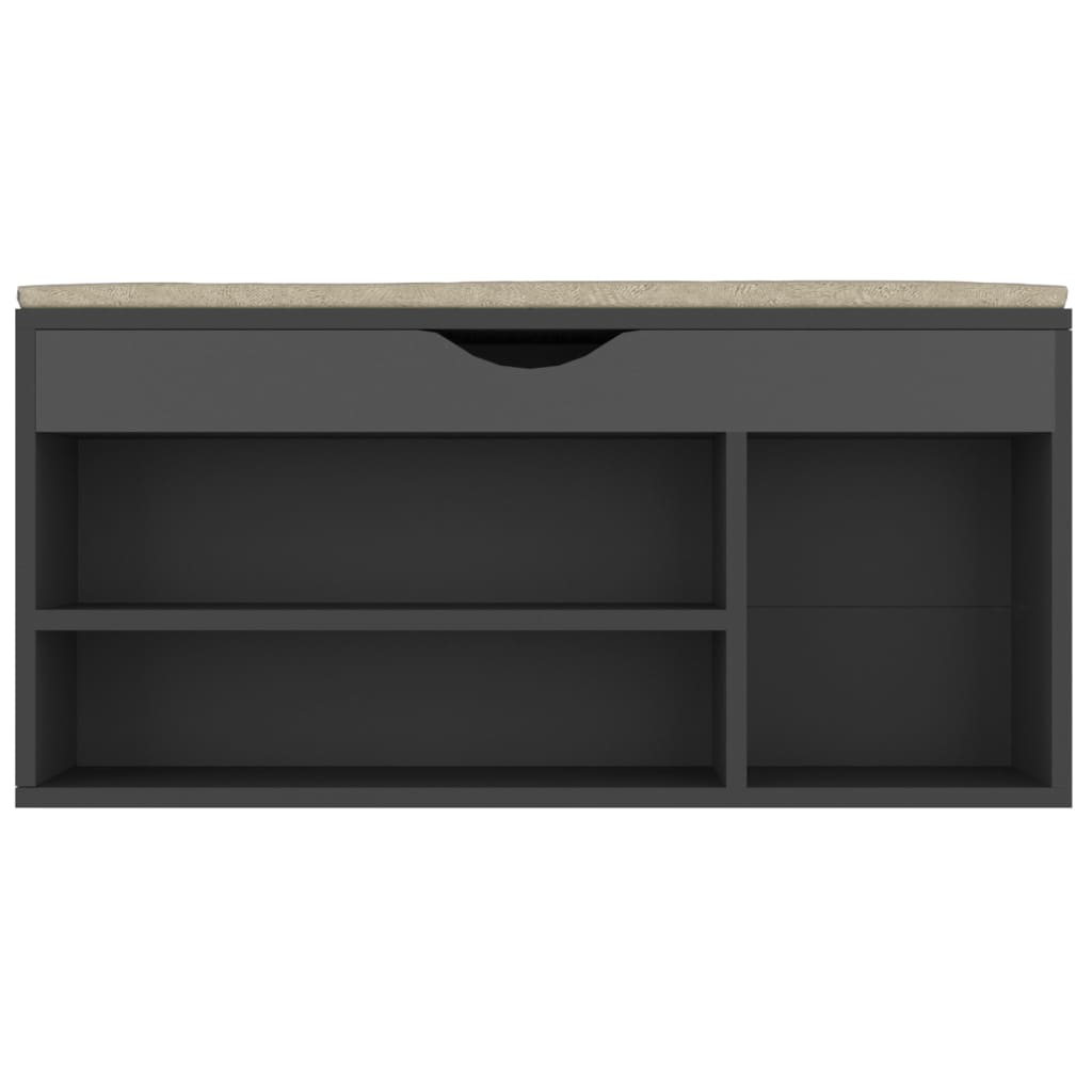 Shoe Bench with Cushion Gray 104x30x49cm Multilayer