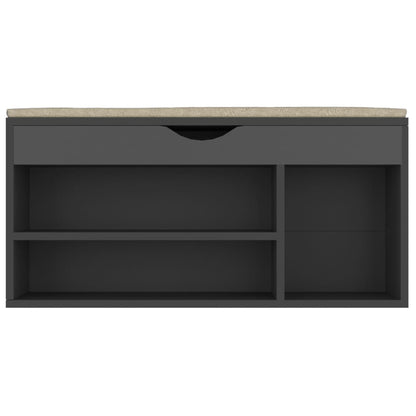 Shoe Bench with Cushion Gray 104x30x49cm Multilayer