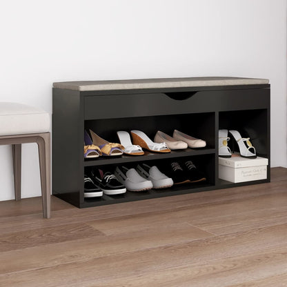 Shoe Bench with Cushion Gray 104x30x49cm Multilayer
