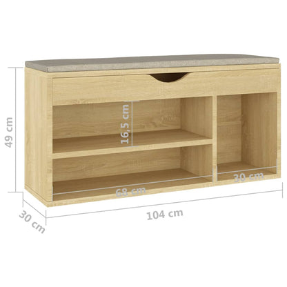 Panca Porta Scarpe Cuscino Rovere Sonoma 104x30x49 Multistrato - homemem39