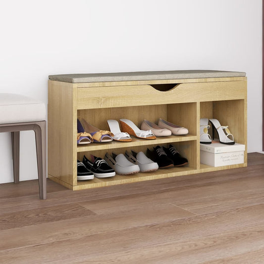 Panca Porta Scarpe Cuscino Rovere Sonoma 104x30x49 Multistrato - homemem39