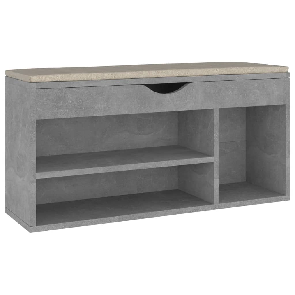 Panca Scarpe con Cuscino Grigio Cemento 104x30x49cm Multistrato - homemem39