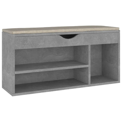Panca Scarpe con Cuscino Grigio Cemento 104x30x49cm Multistrato - homemem39