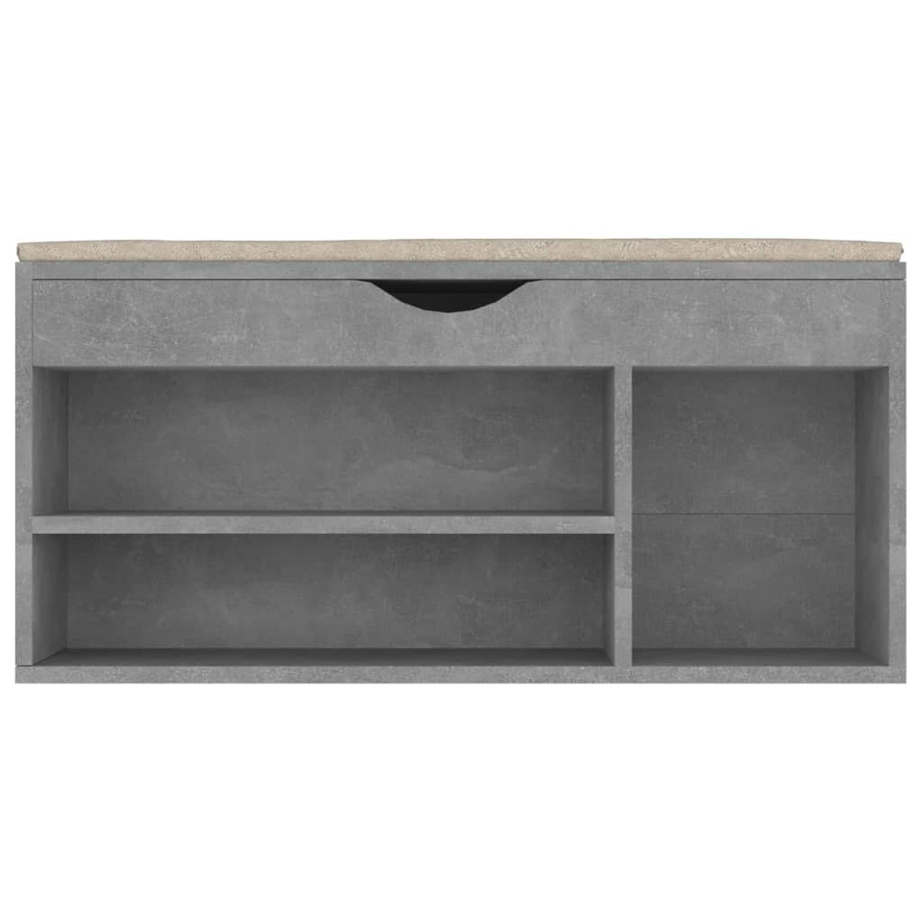 Panca Scarpe con Cuscino Grigio Cemento 104x30x49cm Multistrato - homemem39
