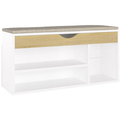 Bench Shoes Cushion White Sonoma Oak 104x30x49 Multilayer