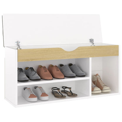 Bench Shoes Cushion White Sonoma Oak 104x30x49 Multilayer