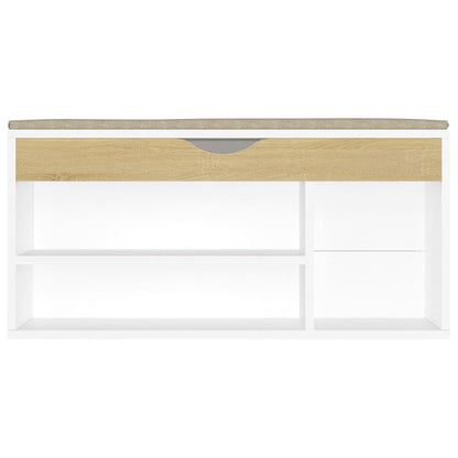 Bench Shoes Cushion White Sonoma Oak 104x30x49 Multilayer