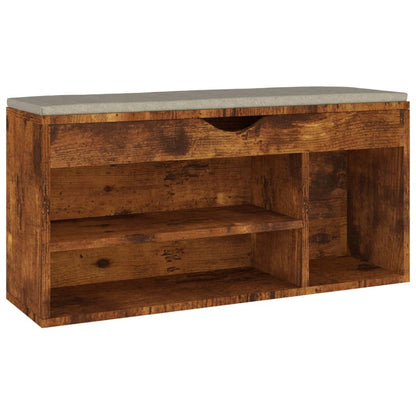 Panca Porta Scarpe Cuscino Rovere Fumo 104x30x49cm Multistrato - homemem39