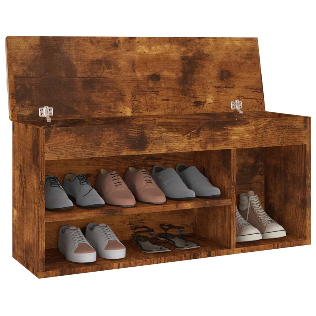 Panca Porta Scarpe Cuscino Rovere Fumo 104x30x49cm Multistrato - homemem39