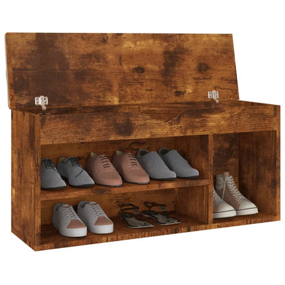 Panca Porta Scarpe Cuscino Rovere Fumo 104x30x49cm Multistrato - homemem39