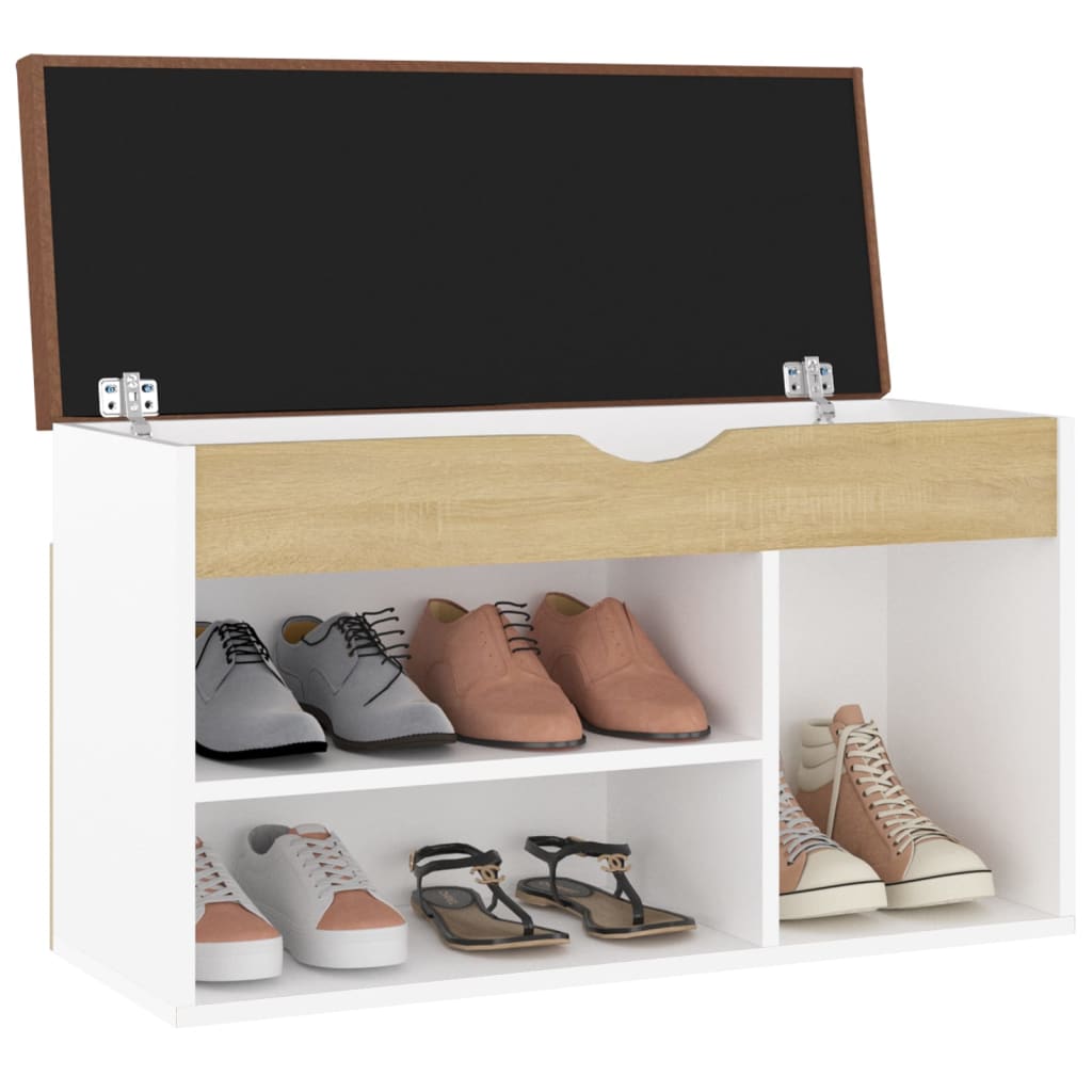 Bench Shoes Cushion White Sonoma Oak 80x30x47 Multilayer